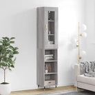 Hoge kast in grijs sonoma met ijzeren poten voor een trendy interieur - Grijs sonoma / 1 / 3 schappen - Dressoirs &