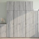 Hoge kast in grijs sonoma van bewerkt hout met elegante uitstraling - Grijs sonoma / 1 - Dressoirs & buffetkasten