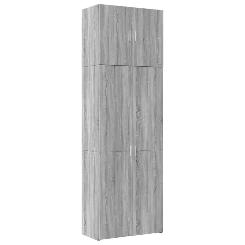 Hoge kast in grijs sonoma van bewerkt hout met elegante uitstraling - Dressoirs & buffetkasten