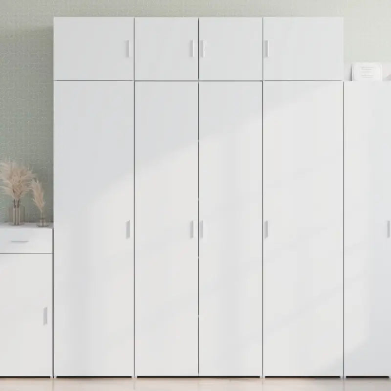 Hoge kast in grijs sonoma van bewerkt hout met stijlvolle uitstraling - Wit / 1 - Dressoirs & buffetkasten