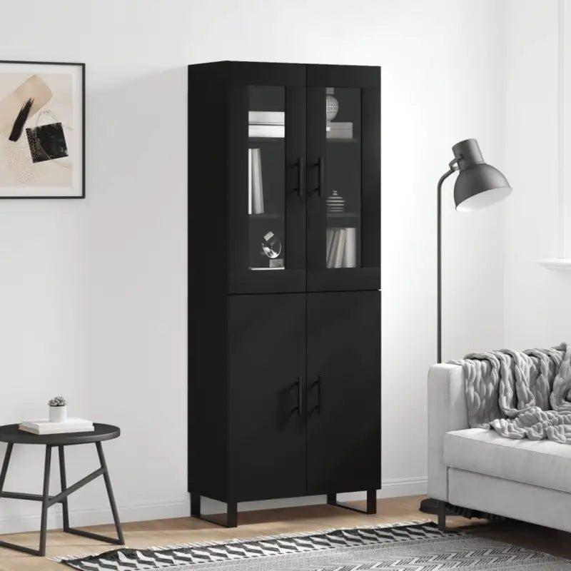 Hoge kast in grijs sonoma van bewerkt hout met unieke charme - Zwart / 1 / 2 deuren - Dressoirs & buffetkasten