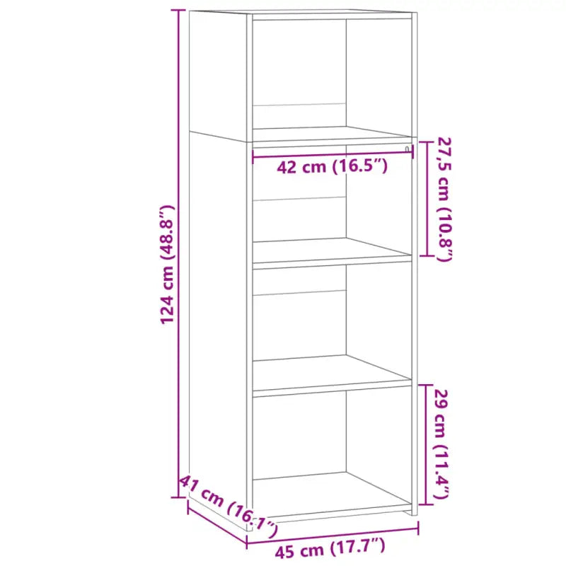 Hoge kast in grijs Sonoma van bewerkt hout voor een klassieke uitstraling - Dressoirs & buffetkasten