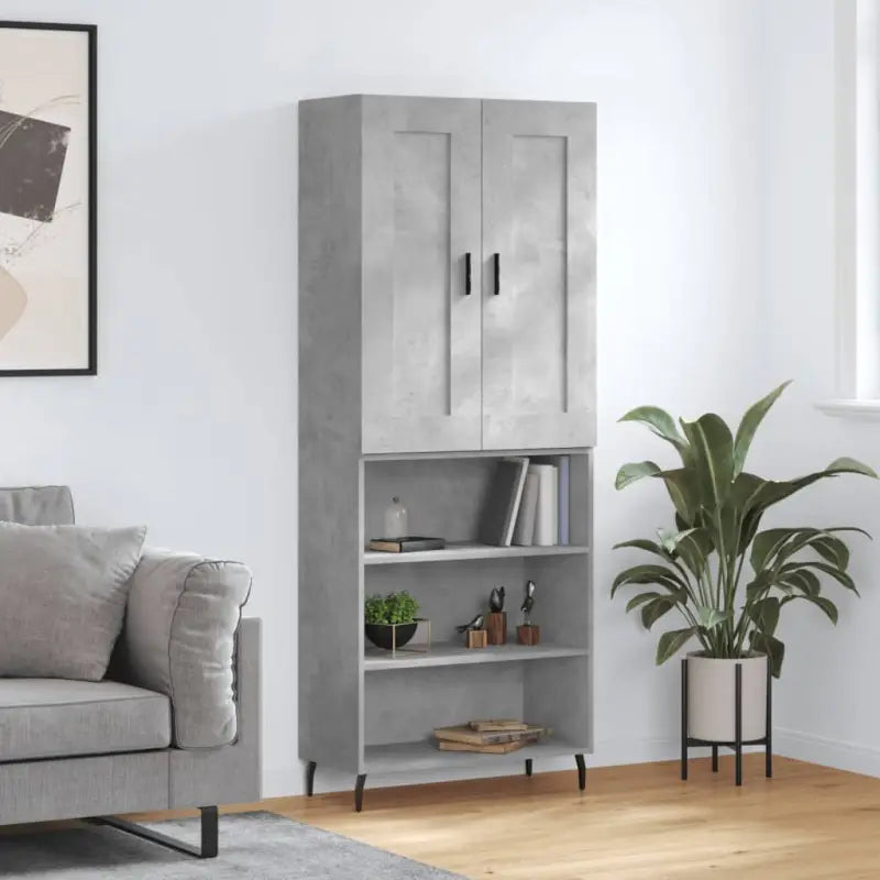 Hoge kast in grijs sonoma van bewerkt hout voor een stijlvolle uitstraling - Betongrijs / 1 / 3 schappen - Dressoirs &