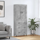 Hoge kast in grijs sonoma van bewerkt hout voor een stijlvolle uitstraling - Betongrijs / 1 / 3 lades - Dressoirs &