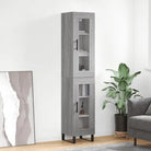 Hoge kast met ijzeren poten en bewerkt hout voor een trendy interieur - Grijs sonoma / 1 / 1 glazen deur - Dressoirs &