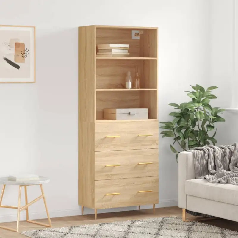 Hoge kast met ijzeren poten van bewerkt hout voor een stijlvolle look - Sonoma eiken / 1 / 3 lades - Dressoirs &