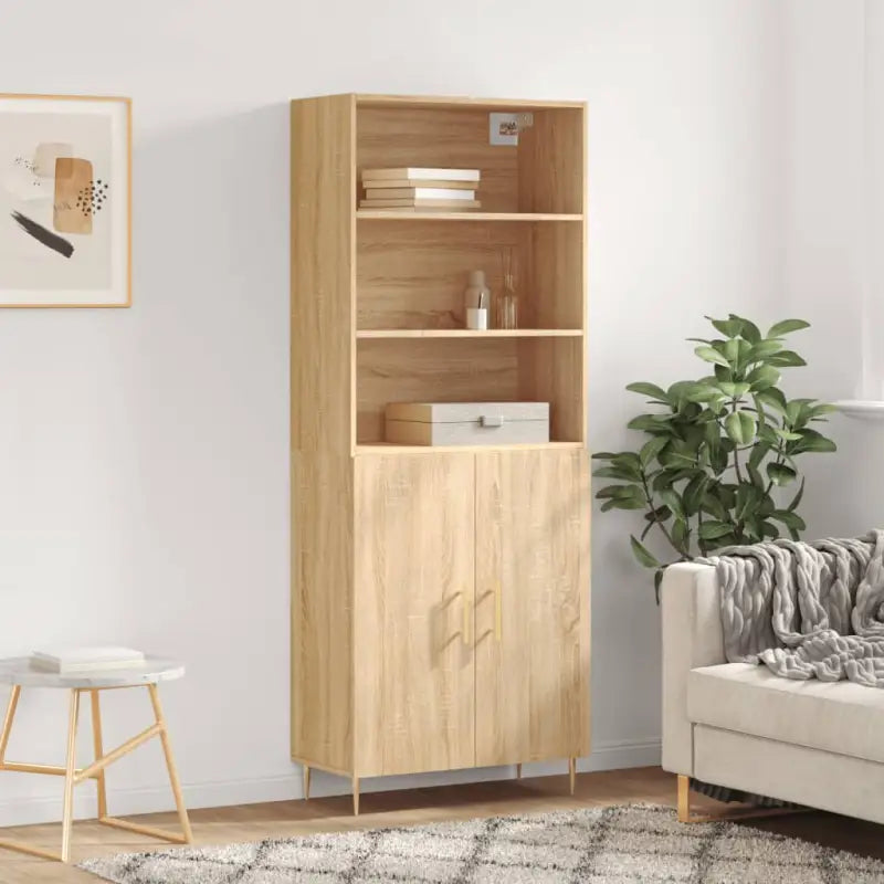 Hoge kast met ijzeren poten van bewerkt hout voor een stijlvolle look - Sonoma eiken / 1 / 2 deuren - Dressoirs &