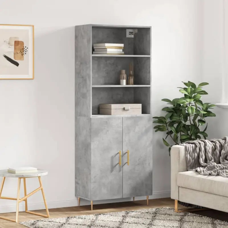 Hoge kast met ijzeren poten van bewerkt hout voor een stijlvolle look - Betongrijs / 1 / 2 deuren - Dressoirs &