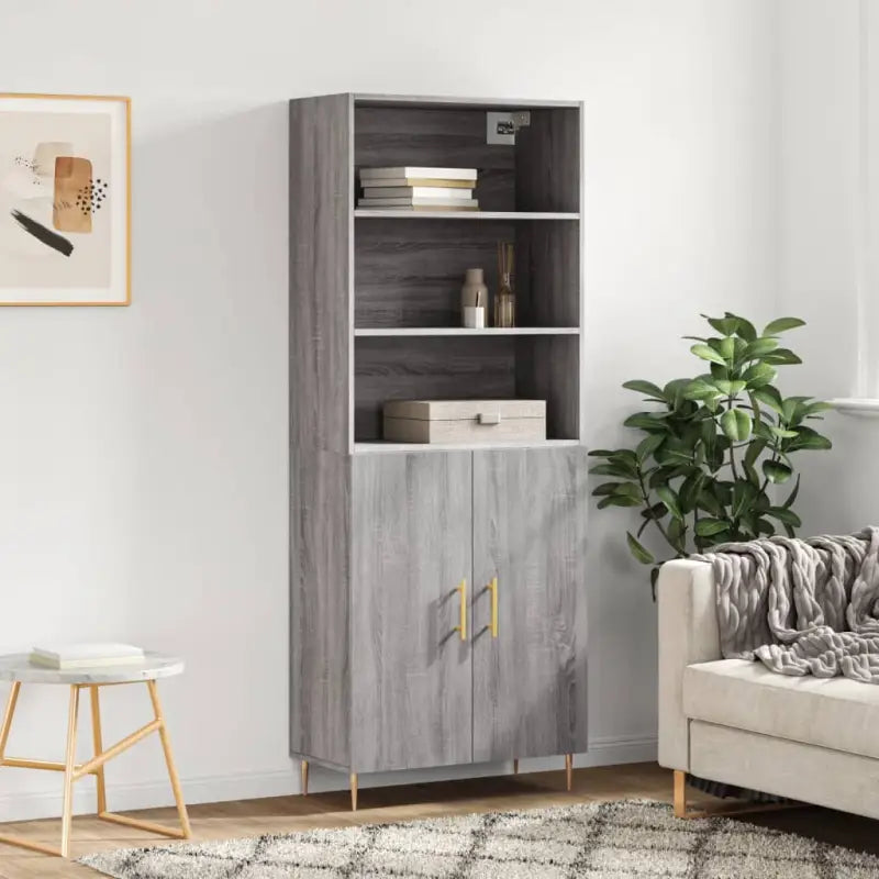 Hoge kast met ijzeren poten van bewerkt hout voor een stijlvolle look - Grijs sonoma / 1 / 2 deuren - Dressoirs &