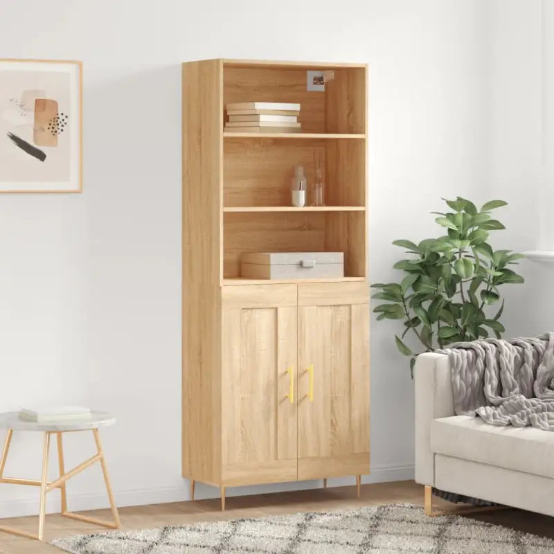 Hoge kast met ijzeren poten van bewerkt hout voor een stijlvolle look - Sonoma eiken / 1 / 2 houten deuren - Dressoirs