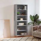 Hoge kast met ijzeren poten van bewerkt hout voor een stijlvolle look - Grijs sonoma / 1 / 3 schappen - Dressoirs &
