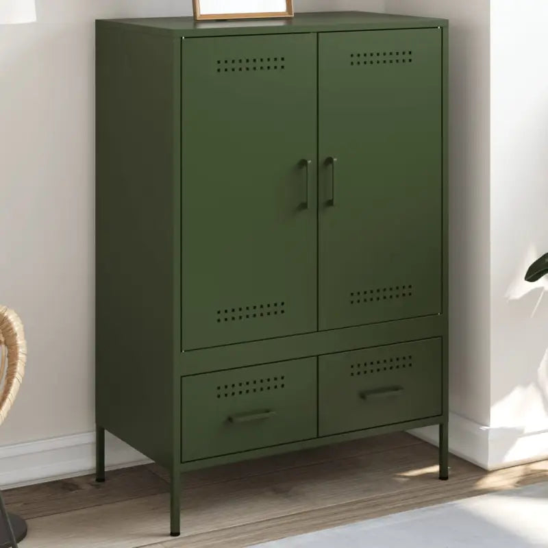 Hoge kast met koudgewalst staal en verstelbare schroefpoten - Groen / 1 - Dressoirs & buffetkasten