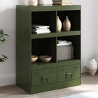 Hoge kast met koudgewalst staal voor een moderne uitstraling - Olijfgroen / 1 - Dressoirs & buffetkasten