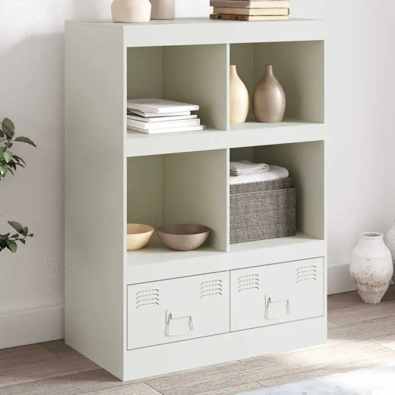 Hoge kast met koudgewalst staal voor een moderne uitstraling - Wit / 1 - Dressoirs & buffetkasten