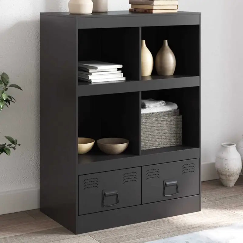 Hoge kast met koudgewalst staal voor een moderne uitstraling - Zwart / 1 - Dressoirs & buffetkasten