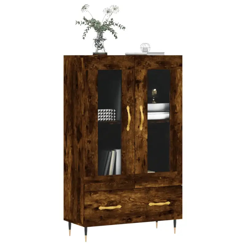 Hoge kast met metalen poten en bewerkt hout voor moderne sfeer - Dressoirs & buffetkasten