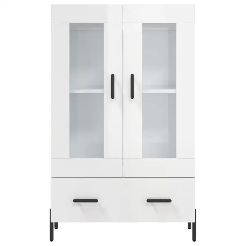 Hoge kast met metalen poten in hoogglans wit voor moderne interieurs - Dressoirs & buffetkasten