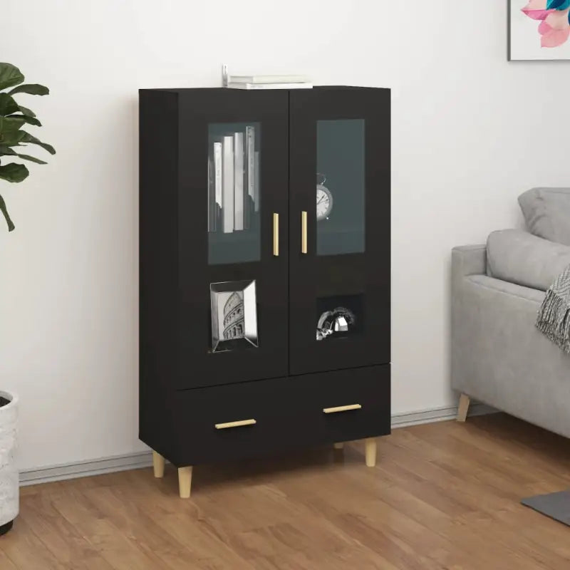 Hoge kast van bewerkt hout eenvoudig schoon en duurzaam interieuraccessoire - Zwart / 1 - Dressoirs & buffetkasten