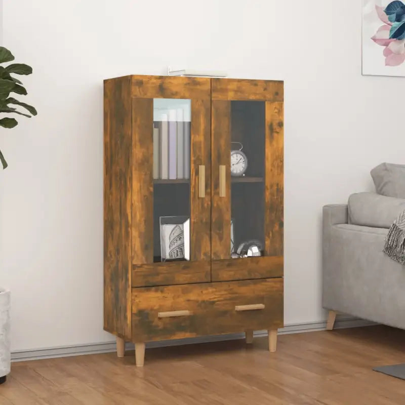 Hoge kast van bewerkt hout eenvoudig schoon en duurzaam interieuraccessoire - Gerookt eiken / 1 - Dressoirs &