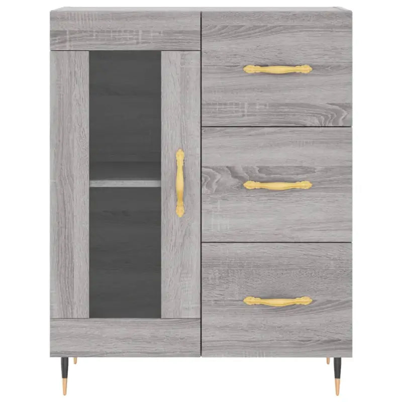 Hoge kast van bewerkt hout in grijs sonoma stijl - Dressoirs & buffetkasten