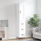 Hoge kast van bewerkt hout in hoogglans wit voor een trendy interieur - Wit / 1 / 3 lades - Dressoirs & buffetkasten