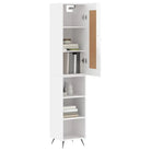 Hoge kast van bewerkt hout in hoogglans wit voor een trendy interieur - Dressoirs & buffetkasten