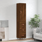 Hoge kast van bewerkt hout in hoogglans wit voor een trendy interieur - bruin eikenkleur / 1 / 3 lades - Dressoirs &
