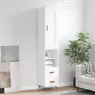 Hoge kast van bewerkt hout in hoogglans wit voor een trendy interieur - Wit / 1 / 2 lades 2 schappen - Dressoirs &