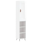 Hoge kast van bewerkt hout in hoogglans wit voor een trendy interieur - Dressoirs & buffetkasten