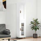 Hoge kast van bewerkt hout in hoogglans wit voor een trendy interieur - Wit / 1 / 1 glazen deur - Dressoirs &