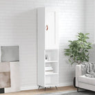 Hoge kast van bewerkt hout in hoogglans wit voor een trendy interieur - Wit / 1 / 3 schappen - Dressoirs & buffetkasten