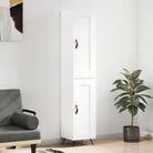 Hoge kast van bewerkt hout in hoogglans wit voor een trendy interieur - Wit / 1 / 1 houten deur - Dressoirs &
