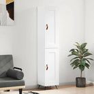 Hoge kast van bewerkt hout in hoogglans wit voor een trendy interieur - Hoogglans wit / 1 / 1 houten deur - Dressoirs &