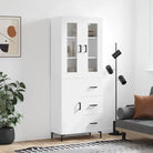Hoge kast van bewerkt hout met charme en duurzame kwaliteit - Wit / 1 / 1 deur 3 lades - Dressoirs & buffetkasten