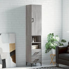 Hoge kast van bewerkt hout met duurzame charme en stijlvolle uitstraling - Grijs sonoma / 1 / 2 lades 2 schappen