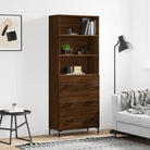 Hoge kast van bewerkt hout met duurzame charme en unieke stijl - bruin eikenkleur / 1 / 3 lades - Dressoirs &