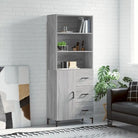 Hoge kast van bewerkt hout met duurzame charme en unieke stijl - Grijs sonoma / 1 / 1 deur 3 lades - Dressoirs &