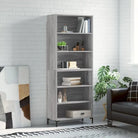 Hoge kast van bewerkt hout met duurzame charme en unieke stijl - Grijs sonoma / 1 / 3 schappen - Dressoirs &