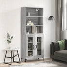 Hoge kast van bewerkt hout met duurzame charme en unieke stijl - Grijs sonoma / 1 / 2 glazen deuren - Dressoirs &