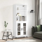 Hoge kast van bewerkt hout met duurzame charme en unieke stijl - Wit / 1 / 2 glazen deuren - Dressoirs & buffetkasten