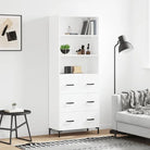 Hoge kast van bewerkt hout met duurzame charme en unieke stijl - Wit / 1 / 3 lades - Dressoirs & buffetkasten