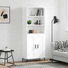 Hoge kast van bewerkt hout met duurzame charme en unieke stijl - Wit / 1 / 2 houten deuren - Dressoirs & buffetkasten