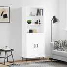 Hoge kast van bewerkt hout met duurzame charme en unieke stijl - Wit / 1 / 2 deuren - Dressoirs & buffetkasten