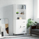 Hoge kast van bewerkt hout met duurzame charme en unieke stijl - Wit / 1 / 1 deur 3 lades - Dressoirs & buffetkasten
