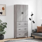 Hoge kast van bewerkt hout met duurzame charme en unieke uitstraling - Grijs sonoma / 1 / 3 lades - Dressoirs &