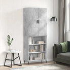 Hoge kast van bewerkt hout met duurzame charme en unieke uitstraling - Betongrijs / 1 / 3 schappen - Dressoirs &