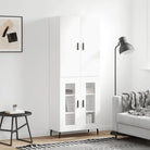 Hoge kast van bewerkt hout met duurzame charme en unieke uitstraling - Wit / 1 / 2 glazen deuren - Dressoirs &