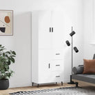 Hoge kast van bewerkt hout met duurzame charme en unieke uitstraling - Wit / 1 / 1 deur 3 lades - Dressoirs &