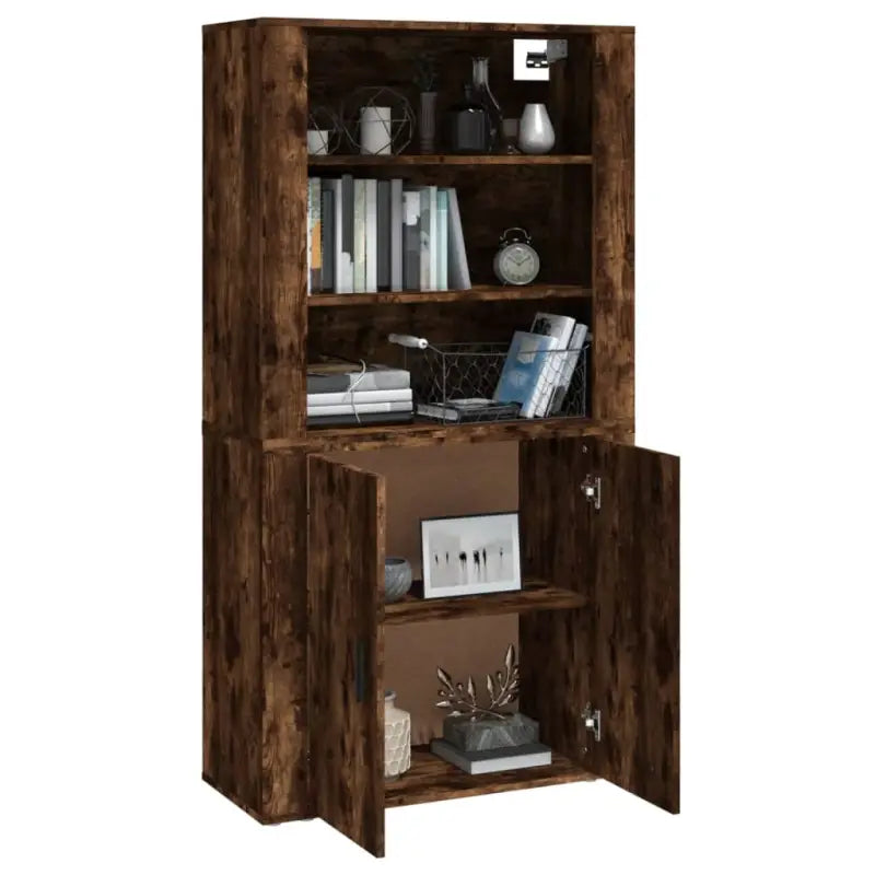 Hoge kast van bewerkt hout met duurzame en stabiele afwerking - Dressoirs & buffetkasten