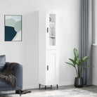 Hoge kast van bewerkt hout met duurzame en stabiele afwerking - Wit / 1 / 1 houten deur - Dressoirs & buffetkasten